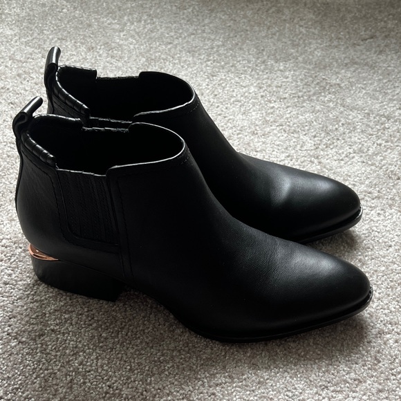 Alexander Mcqeen Black Ankle Boots with rose Gold Accent
